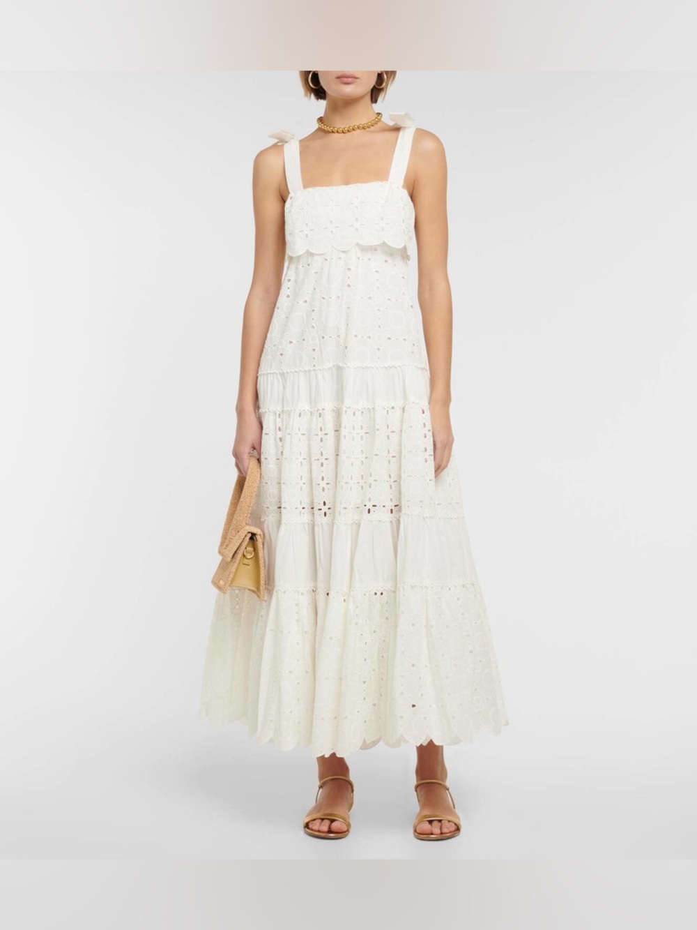 Alémais Evie Eyelet Maxi Dress in White, Size US 6